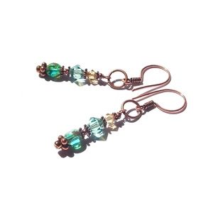Fall Boho Festival Earrings Rose Gold Copper Aqua